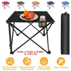 1Pc-2Pcs Options - Foldable Camping Table Portable Picnic Table Lightweight Travel Desk With 2 Cup Holders Carrying Bag (Option: 1Pc-Black)