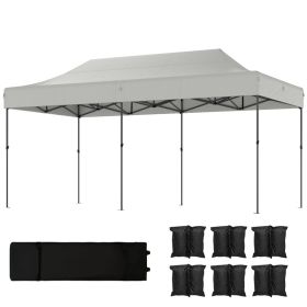 10 x 20 ft Pop Up Canopy Tent, Heavy Duty UPF50+ Outdoor Portable Instant Canopy Shelter with Wheeled Bag, White (Option: White-1660x395x280 mm)