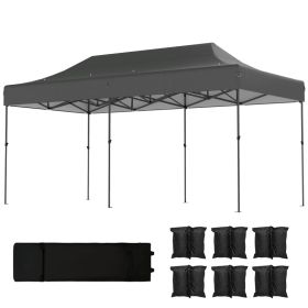 10 x 20 ft Pop Up Canopy Tent, Heavy Duty UPF50+ Outdoor Portable Instant Canopy Shelter with Wheeled Bag, Dark Gray (Option: Dark Gray-1660x395x280 mm)